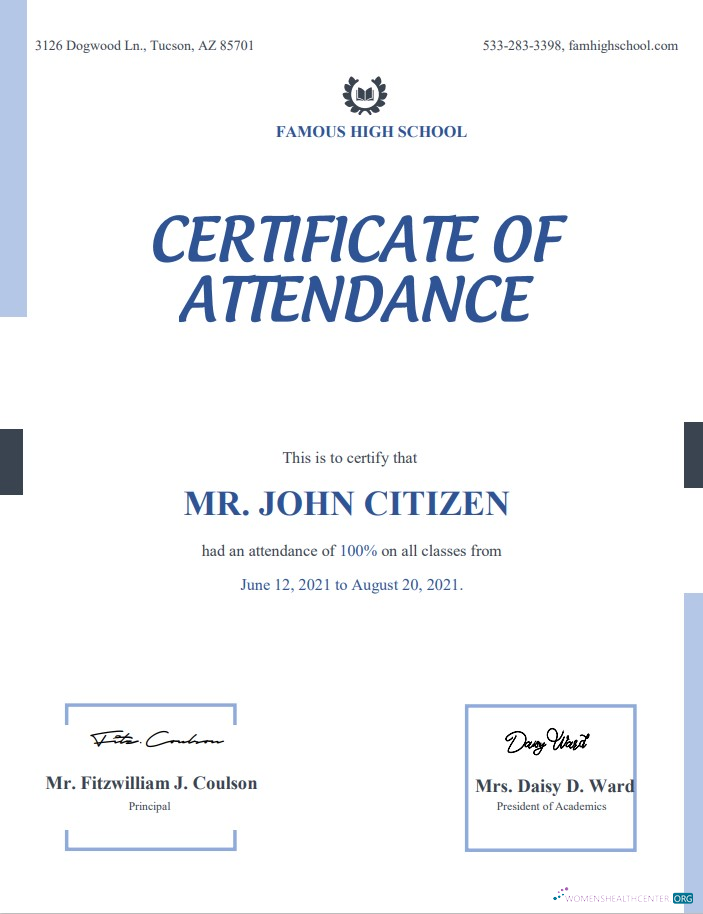Download USA Attendance Certificate template in Word and PDF format Photoshop template